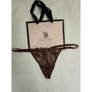 NWT Victoria’s Secret Vintage V-String Thong Dark Brown with Gold Shimmer O/S